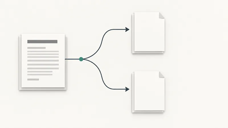 One generic findings sheet branches into two separate blank procedural documents, with no outcome shown.