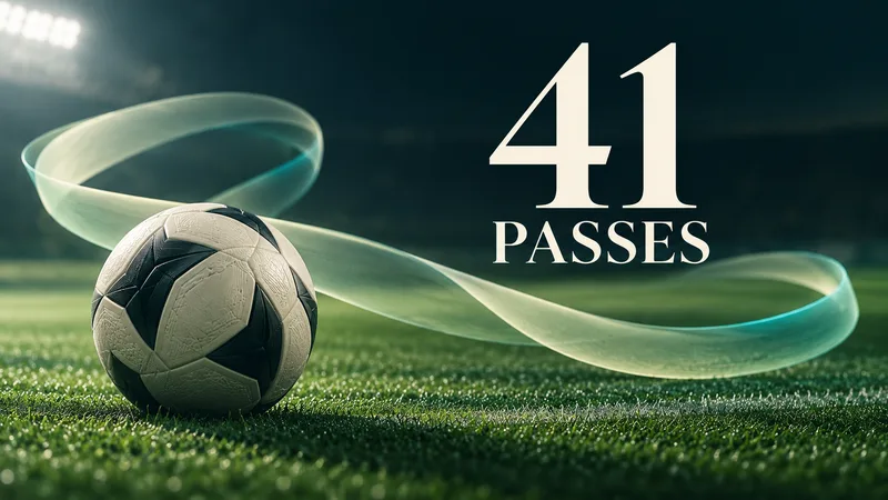 Concept illustration of a generic football and flowing possession ribbon under 41 PASSES.