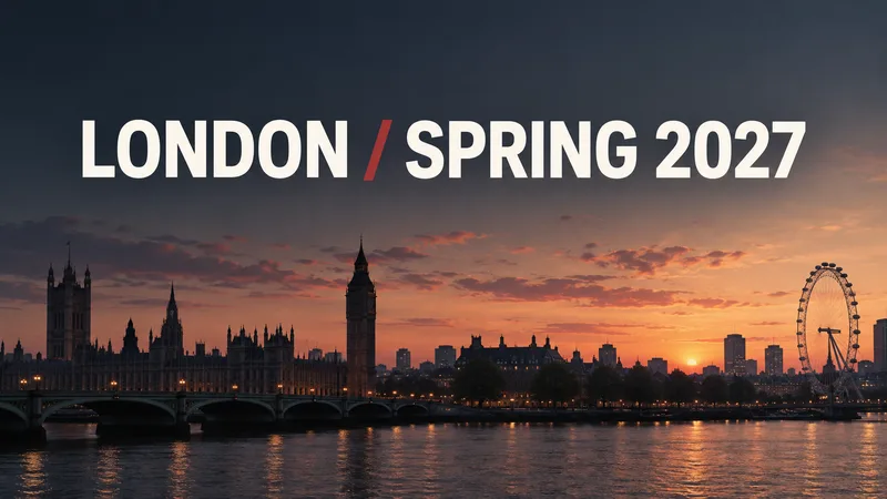 Concept illustration of a London skyline with the confirmed text LONDON / SPRING 2027 for the announced Zodiac series.